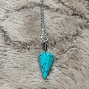 Faux Turquoise Pendant Necklace